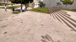 A view of the stairwell showing the integrated ramp.